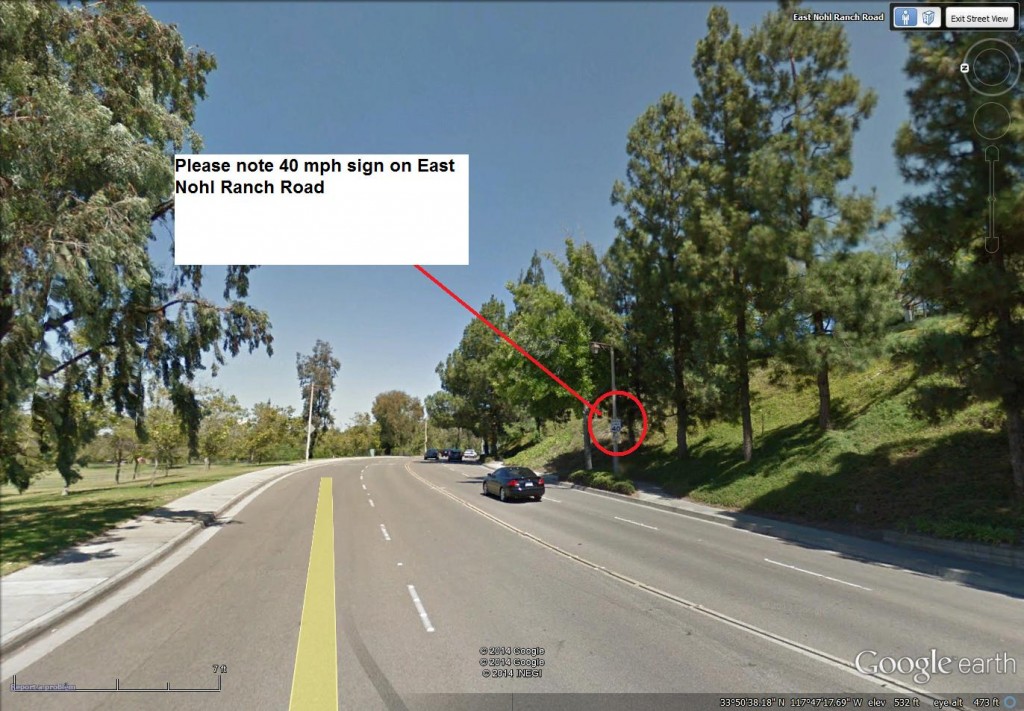 speeding ticket in anaheim on east nohl ranch road