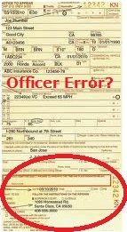 mistakes on traffic ticket officer error